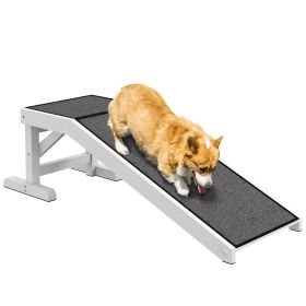 PawHut Dog Ramp for Bed Pet Access Non-Slip Carpet Top Platform 49 x 16 x 14 White